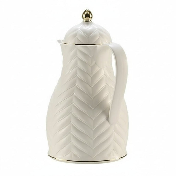 Rose Plastic 1919 Compact Design Tea Thermos with Ergonomic Handle White and Gold 1 Liter