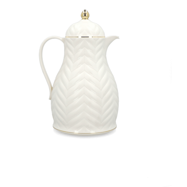 Rose Plastic 1919 Compact Design Tea Thermos with Ergonomic Handle White and Gold 1 Liter