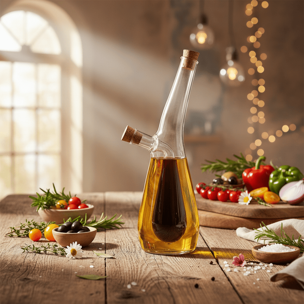 Parfait 2-in-1 Oil and Vinegar Bottle with Cork Stopper Clear and Brown