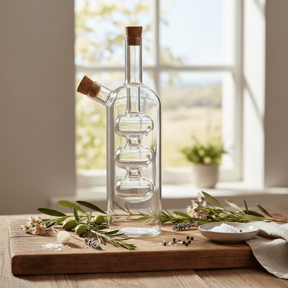 Parfait 2-in-1 Oil and Vinegar Bottle with Cork Stopper Clear and Brown