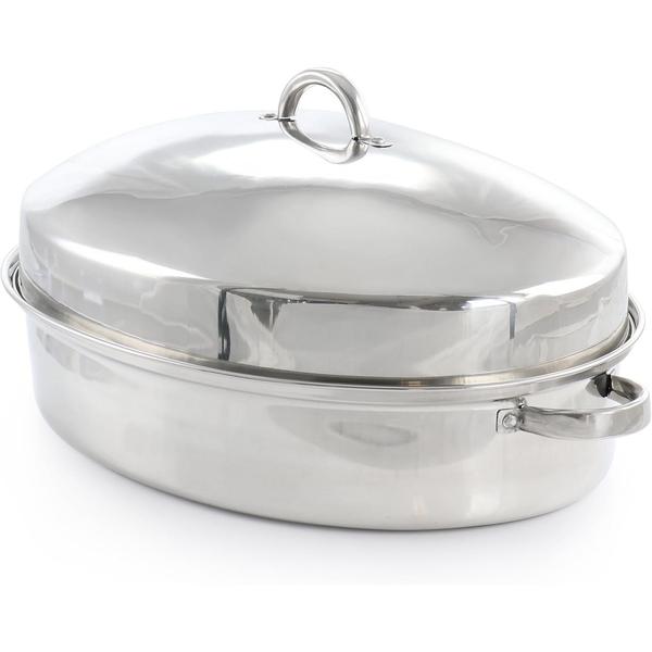 Gibson Hutchinson Oval Stainless Steel Roaster with Lid Silver 18inch 82669.03
