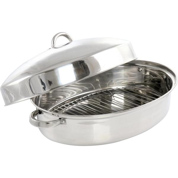 Gibson Hutchinson Oval Stainless Steel Roaster with Lid Silver 18inch 82669.03