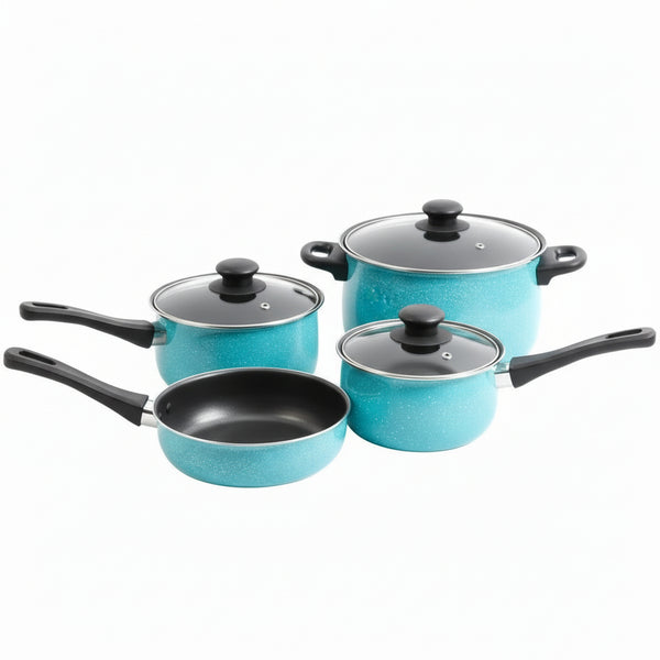 Gibson 7-Piece Casselman Non-Stick Cookware Set Turquoise and Black 109464.07