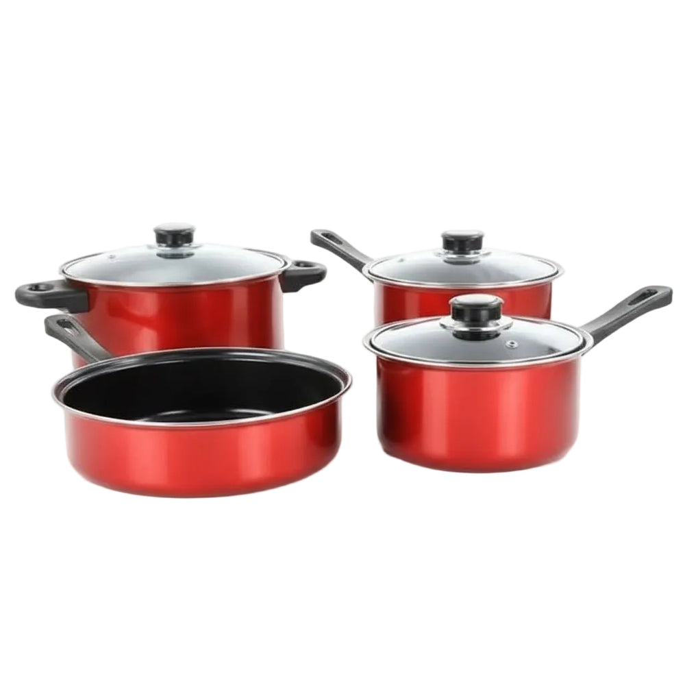 Gibson 7-Piece Cardinal Non-Stick Cookware Set Red and Black 127788.07