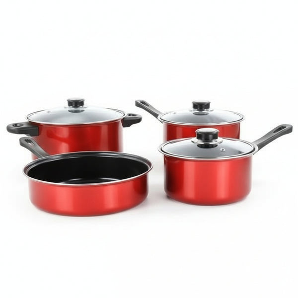Gibson 7-Piece Cardinal Non-Stick Cookware Set Red and Black 127788.07