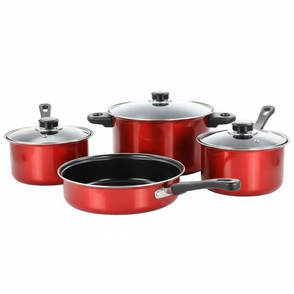 Gibson 7-Piece Cardinal Non-Stick Cookware Set Red and Black 127788.07