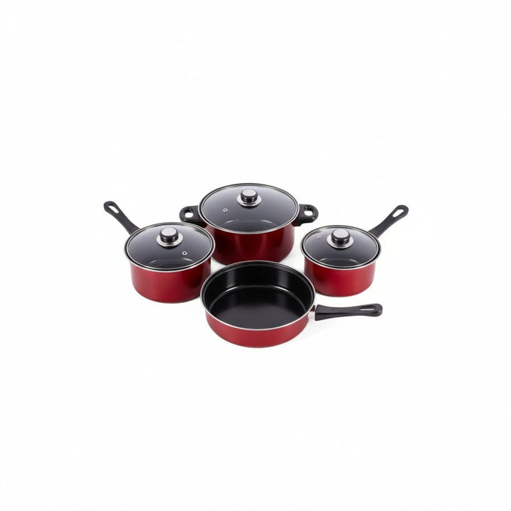 Gibson 7-Piece Cardinal Non-Stick Cookware Set Red and Black 127788.07