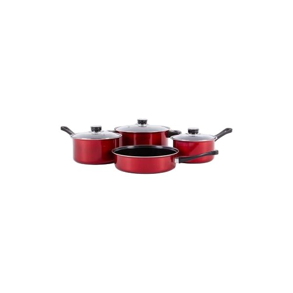 Gibson 7-Piece Cardinal Non-Stick Cookware Set Red and Black 127788.07