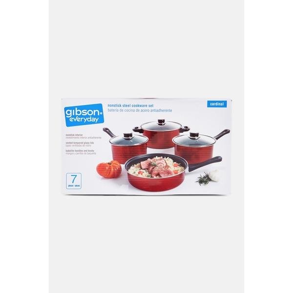 Gibson 7-Piece Cardinal Non-Stick Cookware Set Red and Black 127788.07