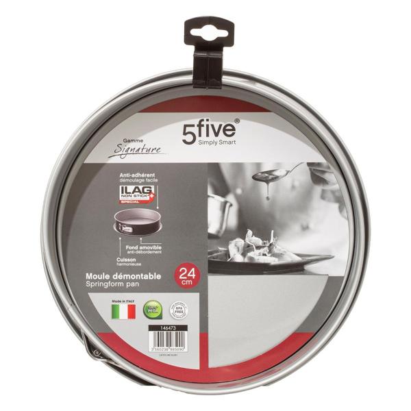 Five Simply Smart Signature Round Non-Stick Metal Springform Pan Black and Silver 24cm 146473