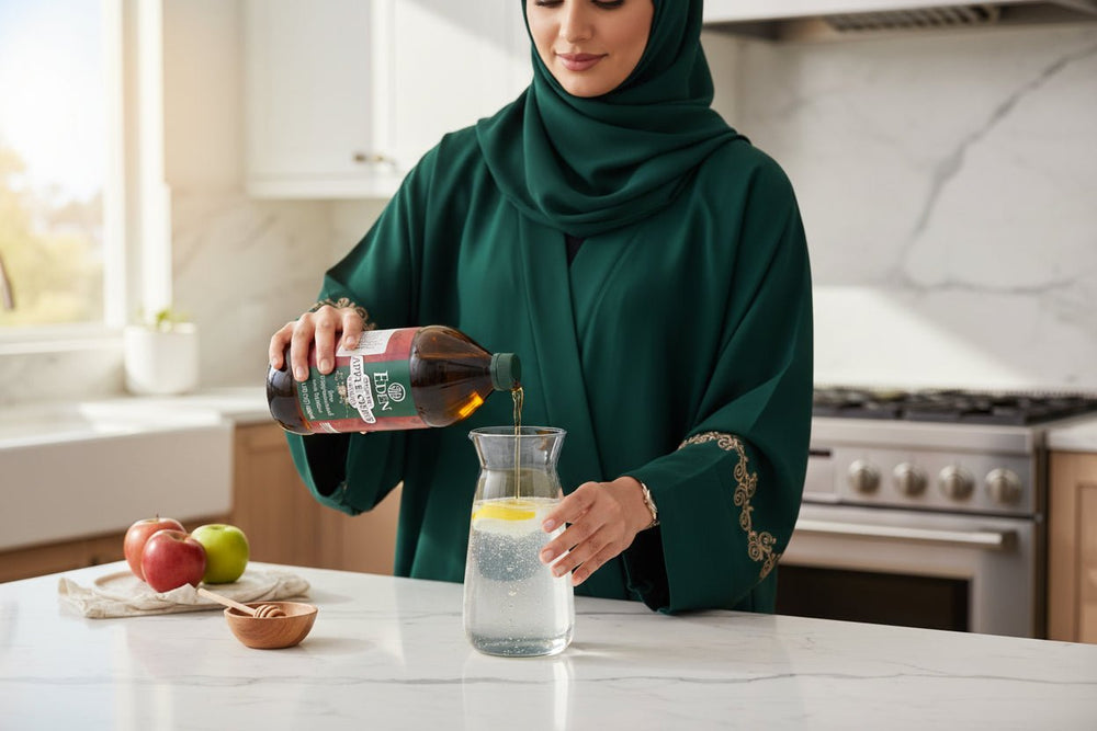 خل التفاح العضوي الخام إيدن 946 مل