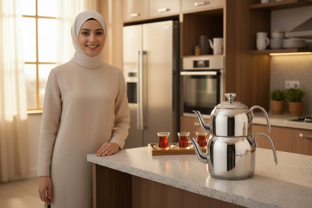 سماور طقم شاي كوركماز دروبا ميجا – ستانلس ستيل، تصميم كلاسيكي وأداء موفر للطاقة