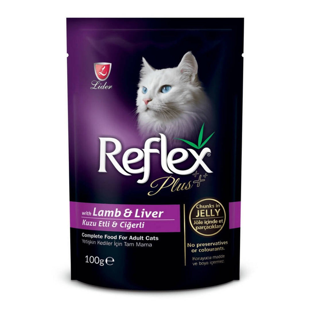 Reflex Wet Food for Adult Cats with Lamb and Liver Pieces in Jelly 100g