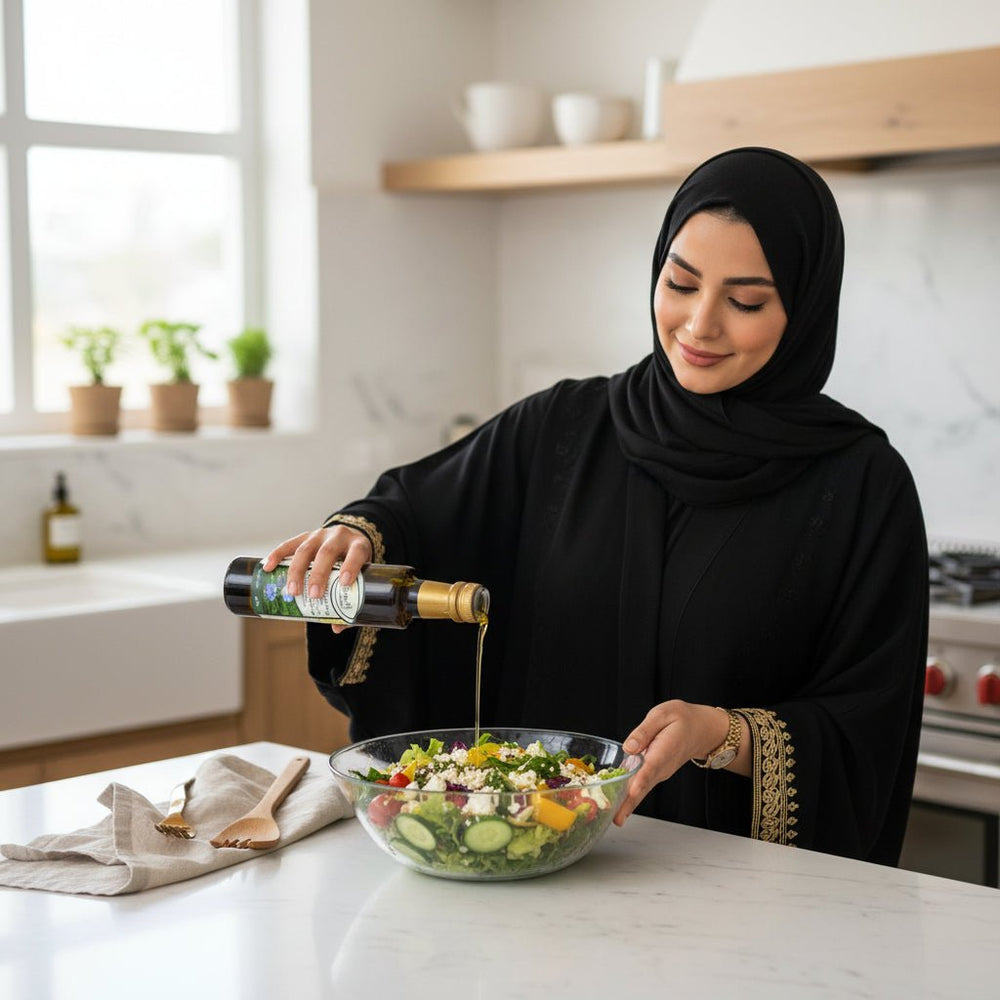زيت الكتان العضوي المعصور على البارد من زاد ماضينا 250 مل - آنية المنزل الراقي
