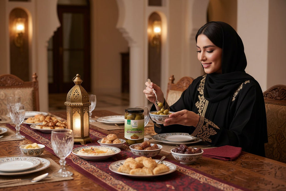 زيتون أخضر كامل عضوي زادنا 300 جرام - آنية المنزل الراقي