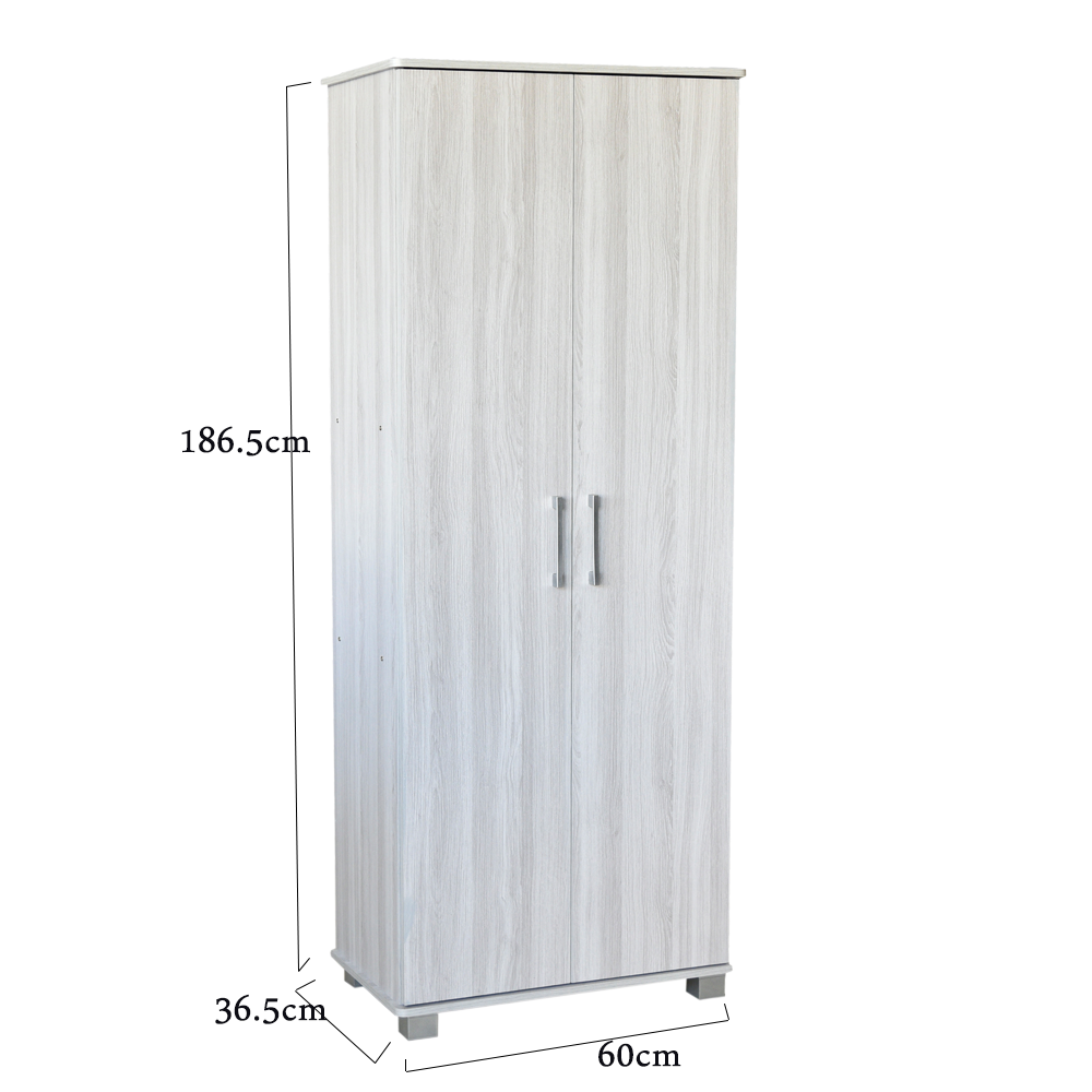 ‎خزانة تخزين متعددة الاستخدام من الخشب  عالي الجودة رمادي 186.5*60*36.5سم - أنية المنزل