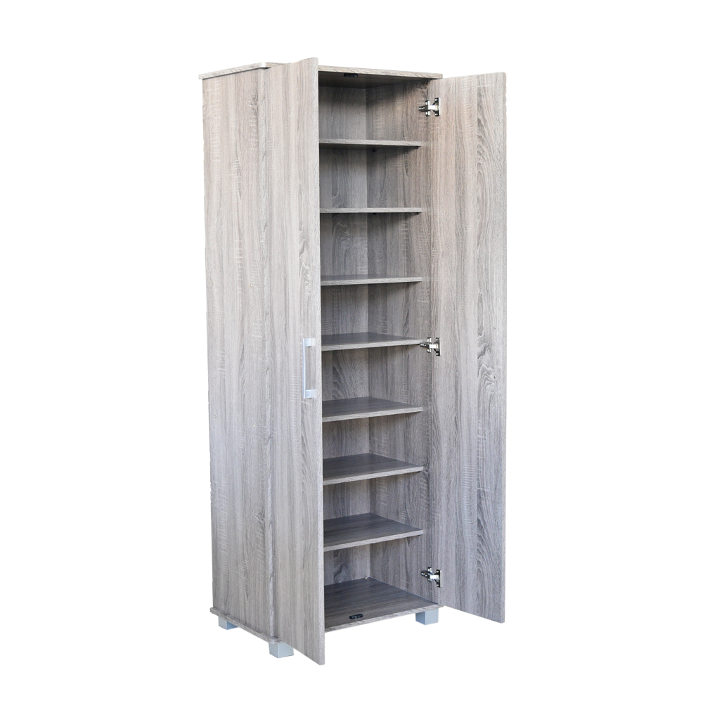 ‎خزانة تخزين متعددة الاستخدام من الخشب عالي الجودة لون بني 186.5*60*36.5سم - أنية المنزل