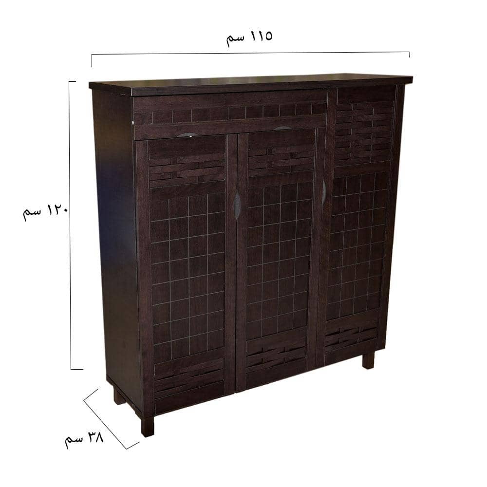 خزانة خشب مع 3 باب للتخزين 5 رفوف صناعة ماليزيا - أنية المنزل