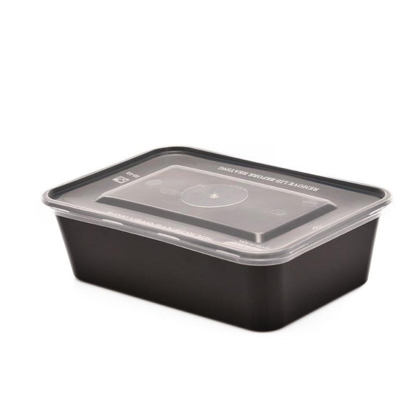 علب مايكرويف اسود مستطيل بغطاء شفاف - أنية المنزل