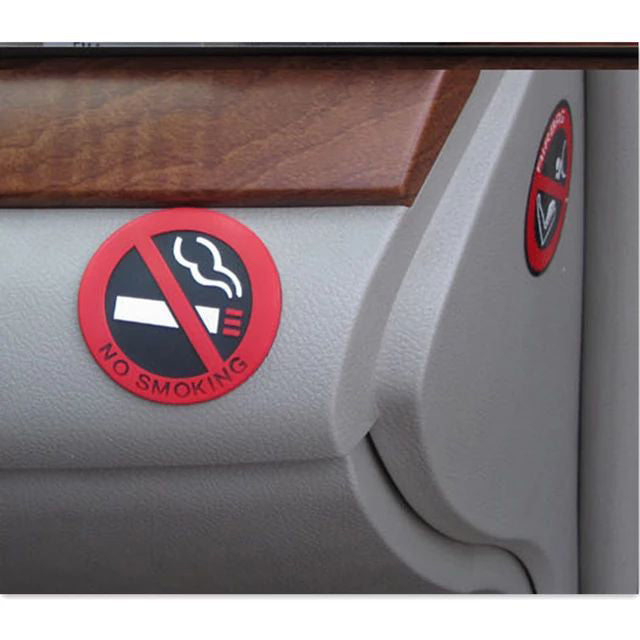 طقم ملصقات بتصميم لافتة "ممنوع التدخين" لتزيين السيارة، من 3 قطع