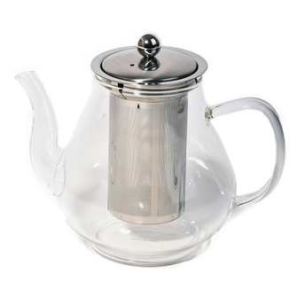 إبريق شاي زجاجي مقاوم للحرارة حجم 1.5 لتر شفاف بمصفاة - أنية المنزل