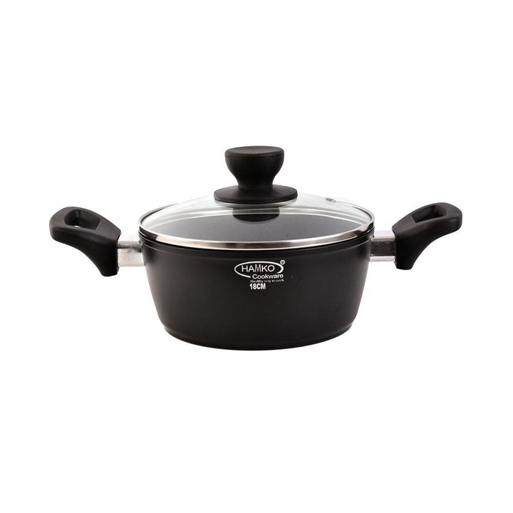 قدر المنيوم غير لاصق مع غطاء زجاجي-أنية المنزل