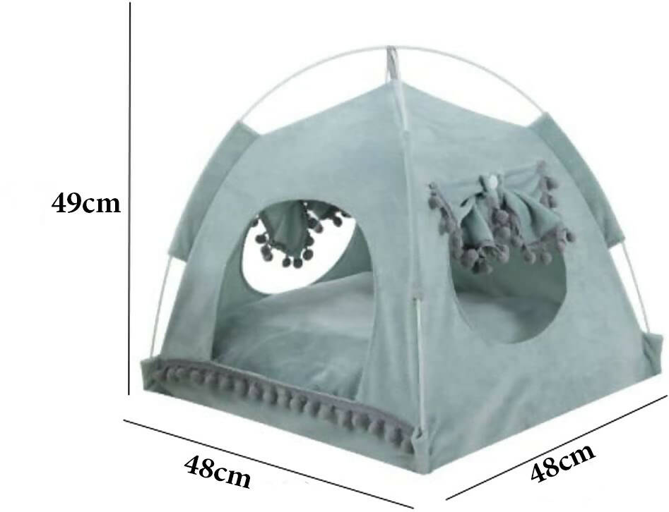 بيت وسرير للقطط والكلاب على شكل خيمة