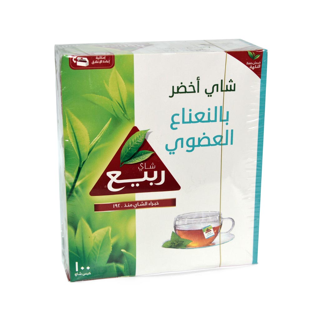شاي ربيع اخضربالنعناع العضوي، 100 كيس-180جرام