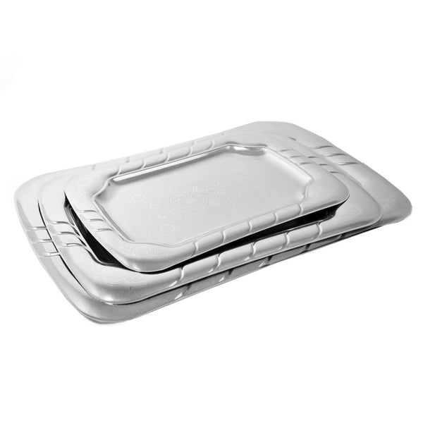 طقم صواني تقديم ستانلس ستيل 3قطع احجام مختلفة