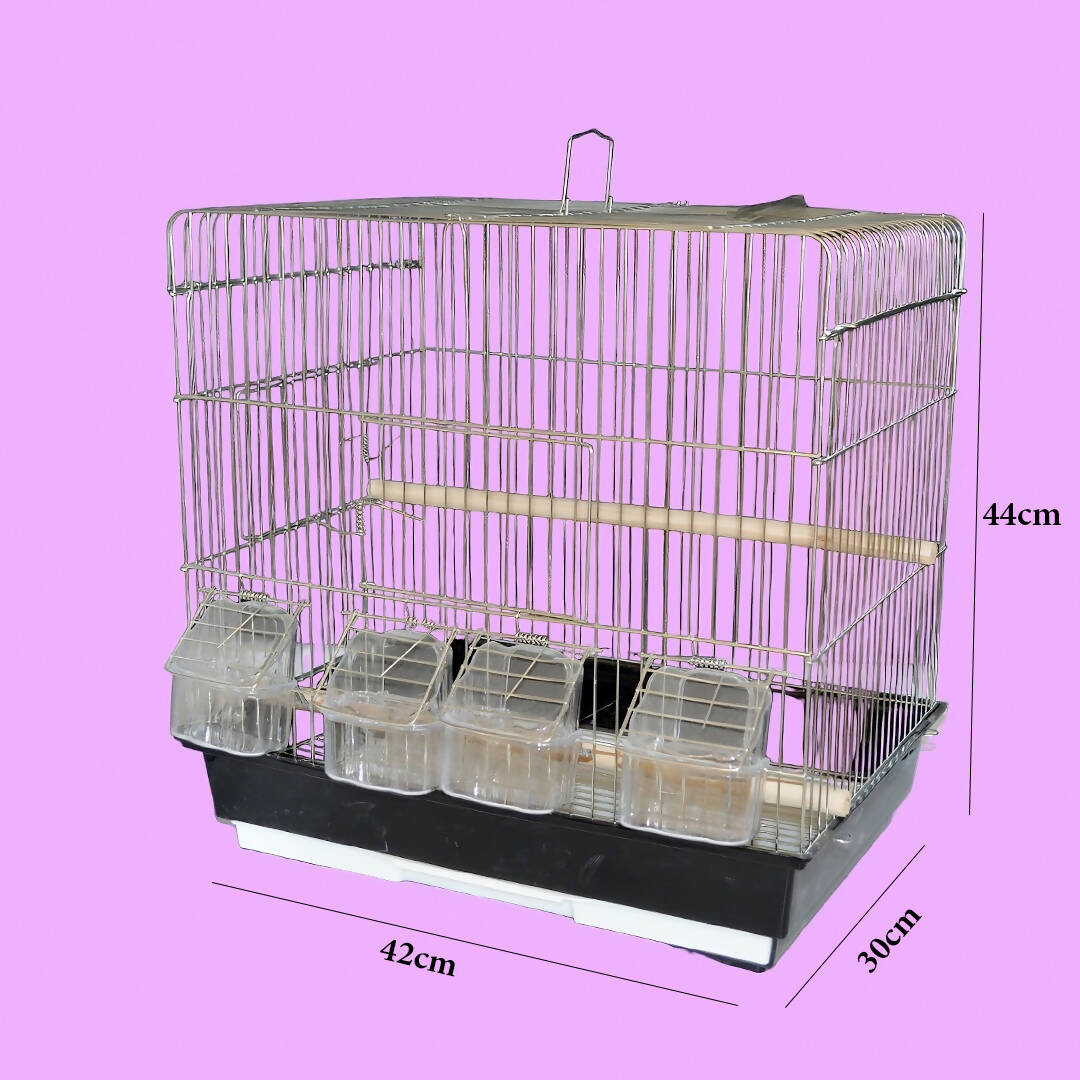 قفص طيور معدني صغير بحواف مستطيلة الشكل