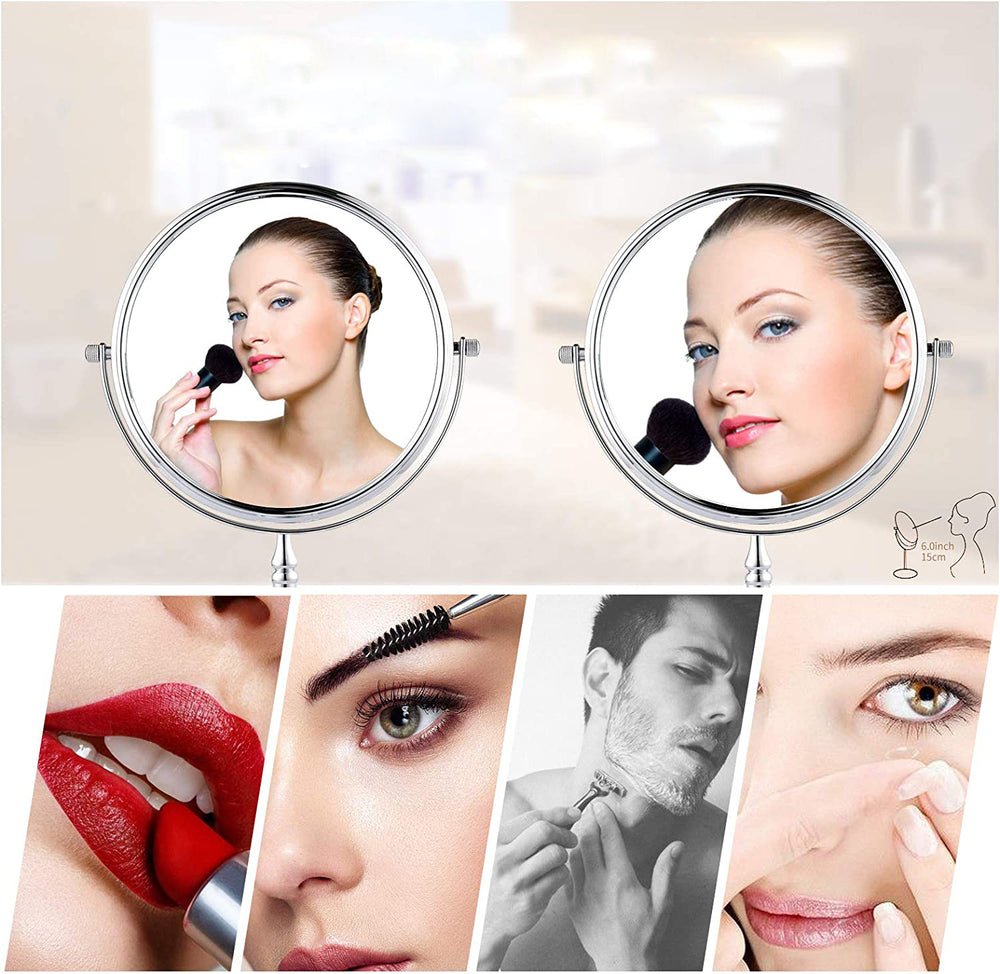Double-sided rotating makeup mirrors 
