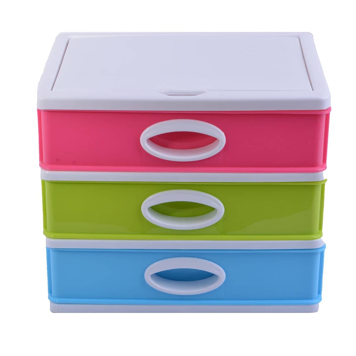 صندوق تخزين بلاستيكي صغير مع 3 أدراج ألوان متعددة - أنية المنزل