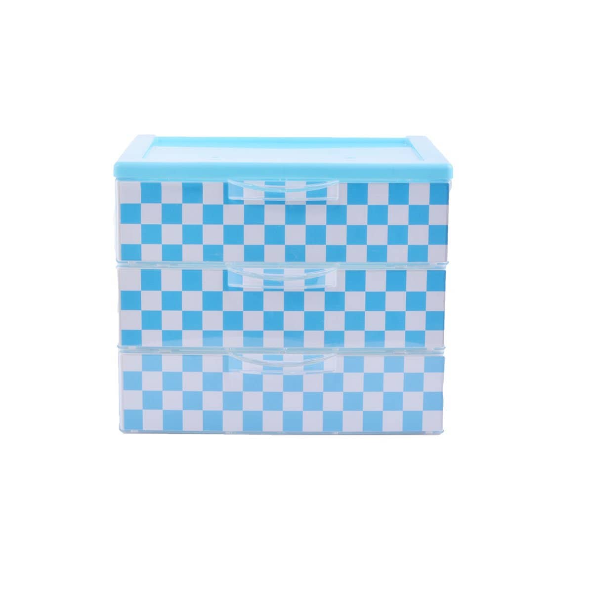 صندوق تخزين بلاستيكي صغير مع 3 أدراج أزرق - أنية المنزل