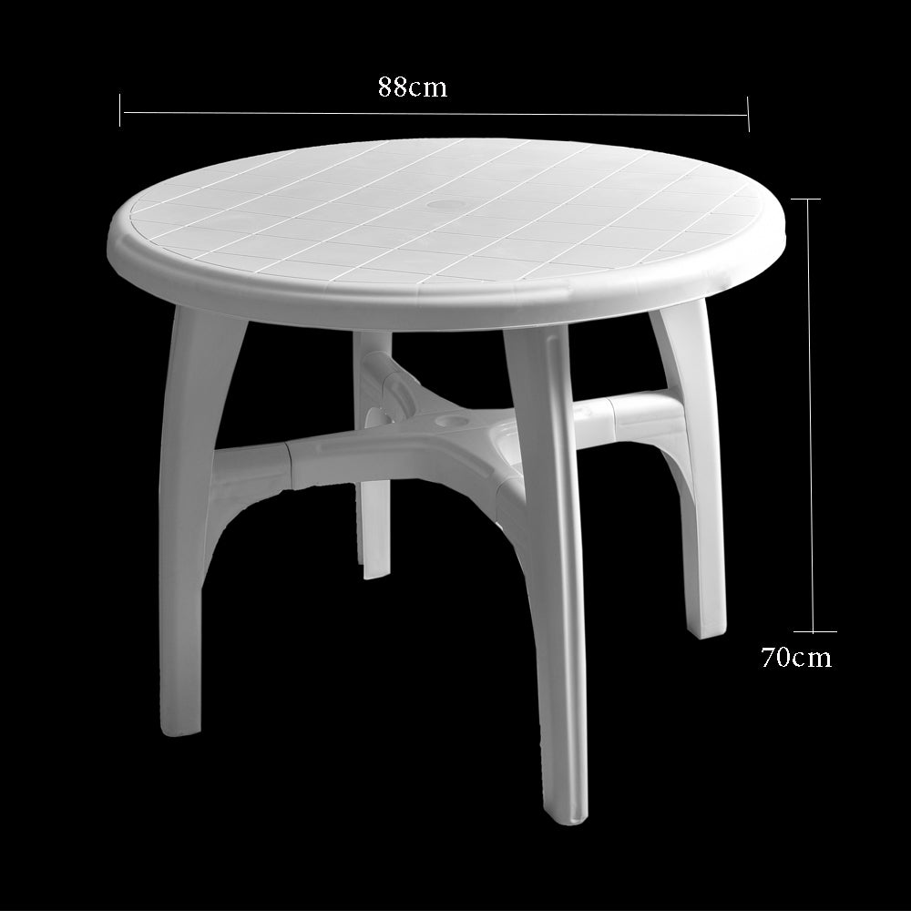 طاولة مستديرة متعددة الاستخدام بلاستيك -ابيض-88*70سم