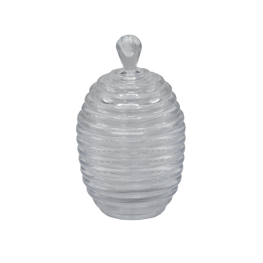 Clear plastic honey pot with lid