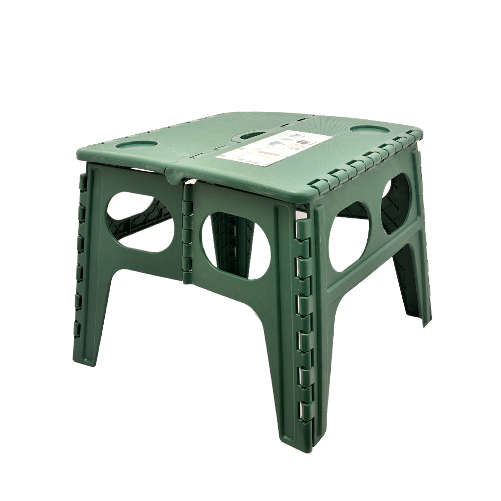 طاولة قابلة للطي بلاستيك اخضر مع قاعدة كوبين 44*44*40سم - أنية المنزل