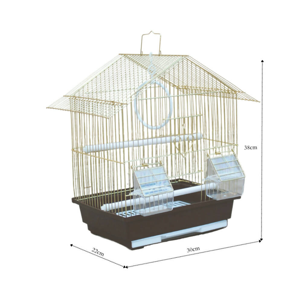 قفص معدني للطيور الصغيرة بلون ذهبي 