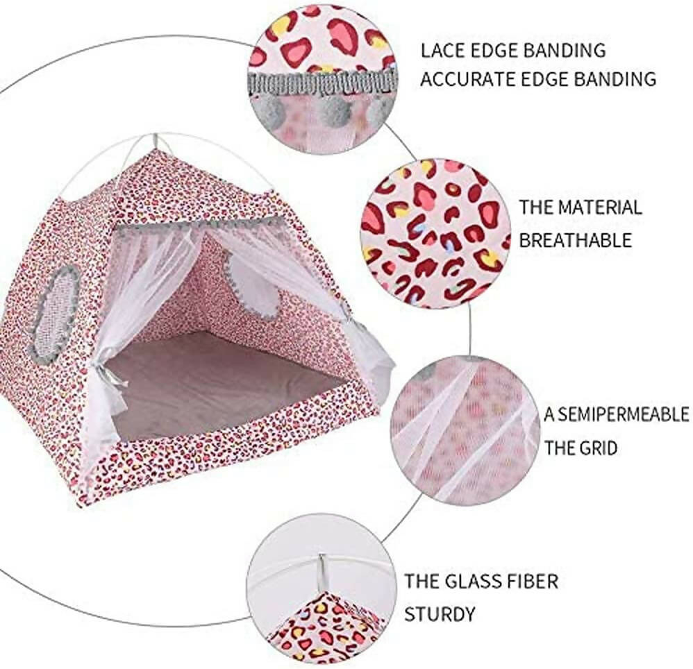 بيت وسرير للقطط والكلاب على شكل خيمة