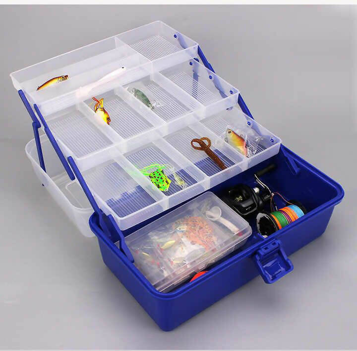 صندوق ادوات صيد السمك متعدد الاستخدام والطبقات من البلاستيك