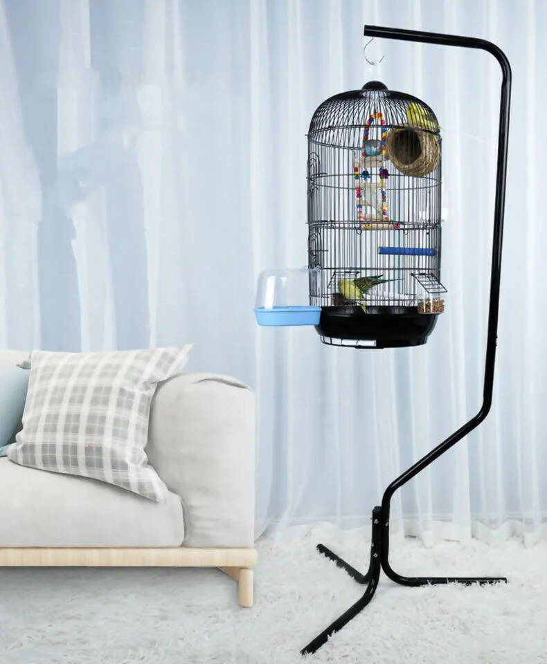 Metal bird cage stand with hanging hook