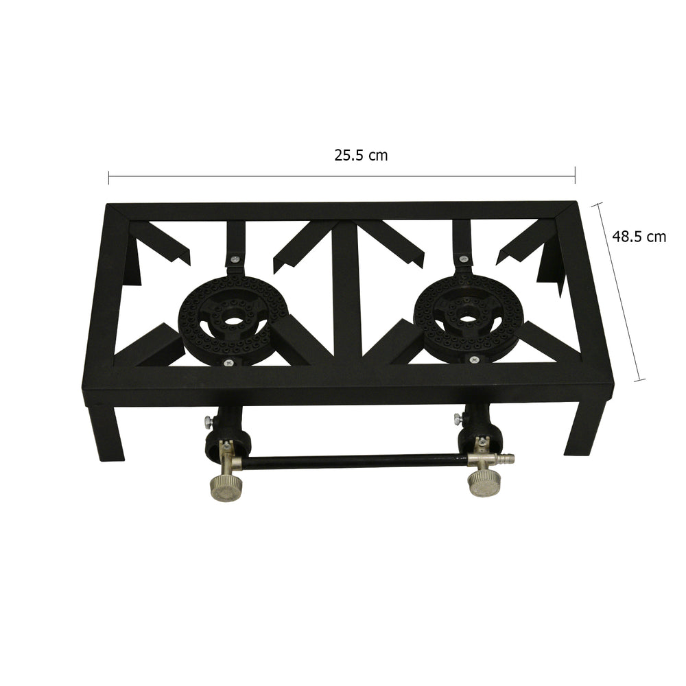 Black two-burner gas stove